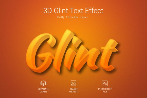3D Glint PSD Text Style Effect Mockup