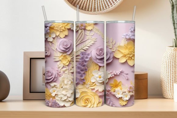 3D Lilac Floral Tumbler Wrap Guide