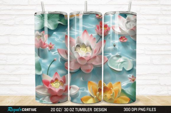 3D Lotus Pond Tumbler Design