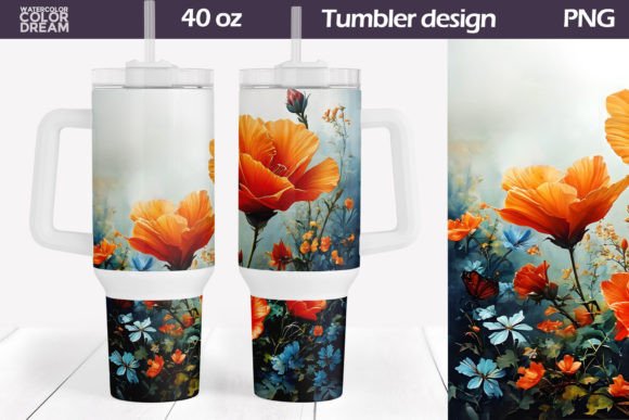 Custom 3D Flowers Tumbler 40 Oz Wrap Guide