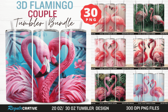 Elevate Your Sublimation Projects with the 3D Flamingo Couple Tumbler Wrap Bundle