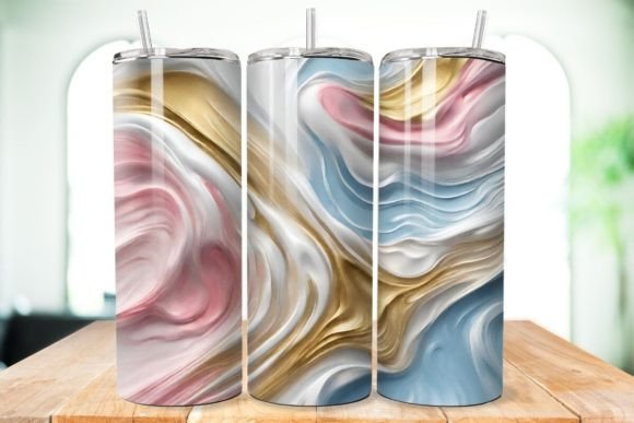 Elevating Drinkware Aesthetics with the 3D Swirled Marble Tumbler Wrap 20oz