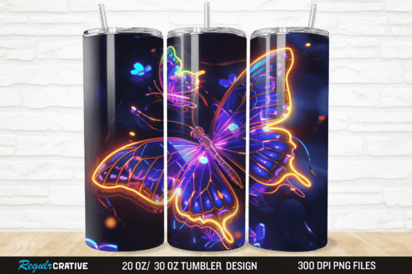 Elevating Sublimation Design with the 3D Neon Glow in Dark Butterfly Tumbler Aesthetic