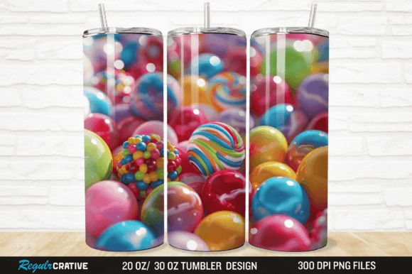 Mastering Sublimation Design with 3D Colorful Candies 20 30Oz Tumbler Wrap Templates