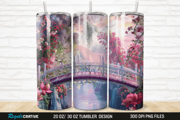 Mastering Sublimation with the 3D Lover Bridge Floral Tumbler Wrap PNG
