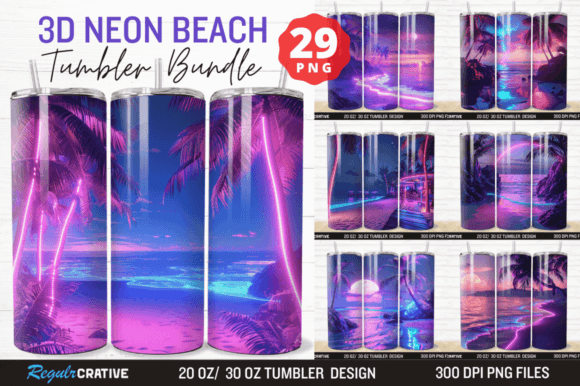 Strategic Branding with the 3D Neon Beach 20 30 Tumbler Wrap Bundle