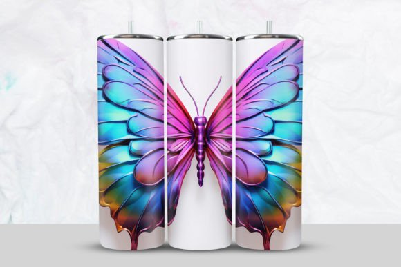 Strategic Branding with the 3D Neon Butterfly Tumbler Wrap