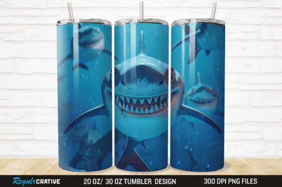 Transforming Plain Drinkware with the 3D Cute Sharks 20 30 Oz Tumbler Wrap