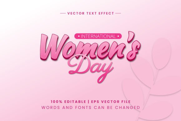 Women’s Day Pink 3D Text Effect